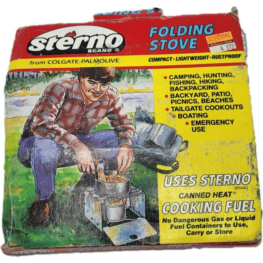 Vintage 80's Sterno Folding Stove Compact NOS Camping Stove Backpacking Camping